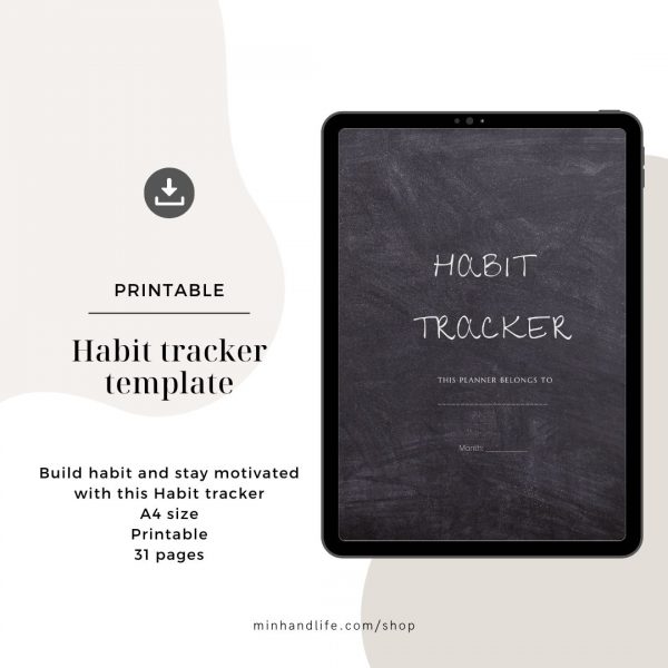 Habit Tracker Planner - Printable template - Neutral theme